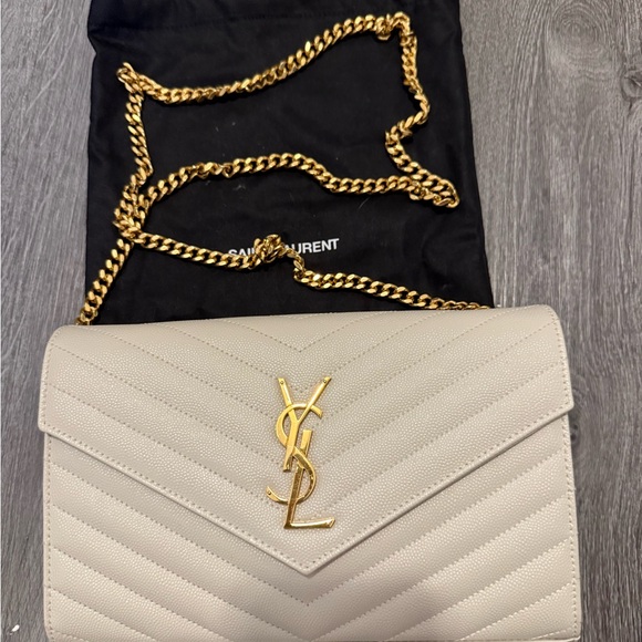 Ysl Cassandre Leather Wallet On Chain - Picture 1 of 7